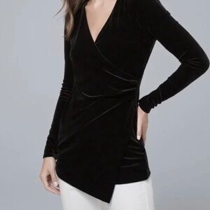 White House Black Market Black Velvet Asymmetrical Top